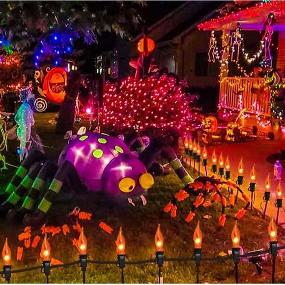 Set of 20 Orange flickering LED String Lights NIB 7ft 8” New in box. - Picture 4 of 11